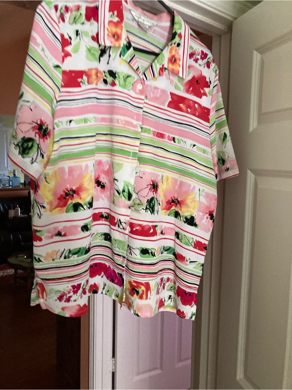 Allison Daley Pink Floral & Stripe Button-Down Top